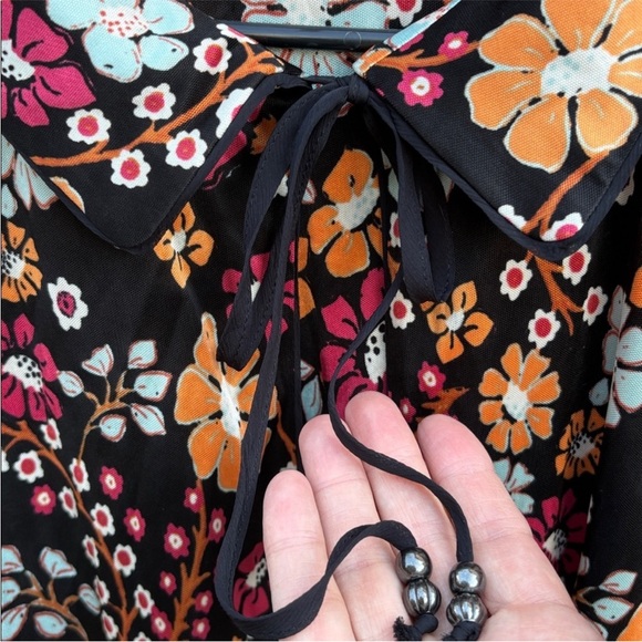 NWT Free People Daisy Jane Black Floral Swing Dress Generous Medium Retail $148 - Picture 11 of 16